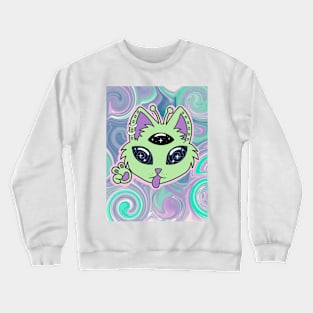 Trippy Alien Kitty Crewneck Sweatshirt